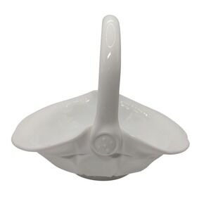 Vintage Milk Glass Basket With Handle Indiana‎ Glass Constellation Pattern SEE